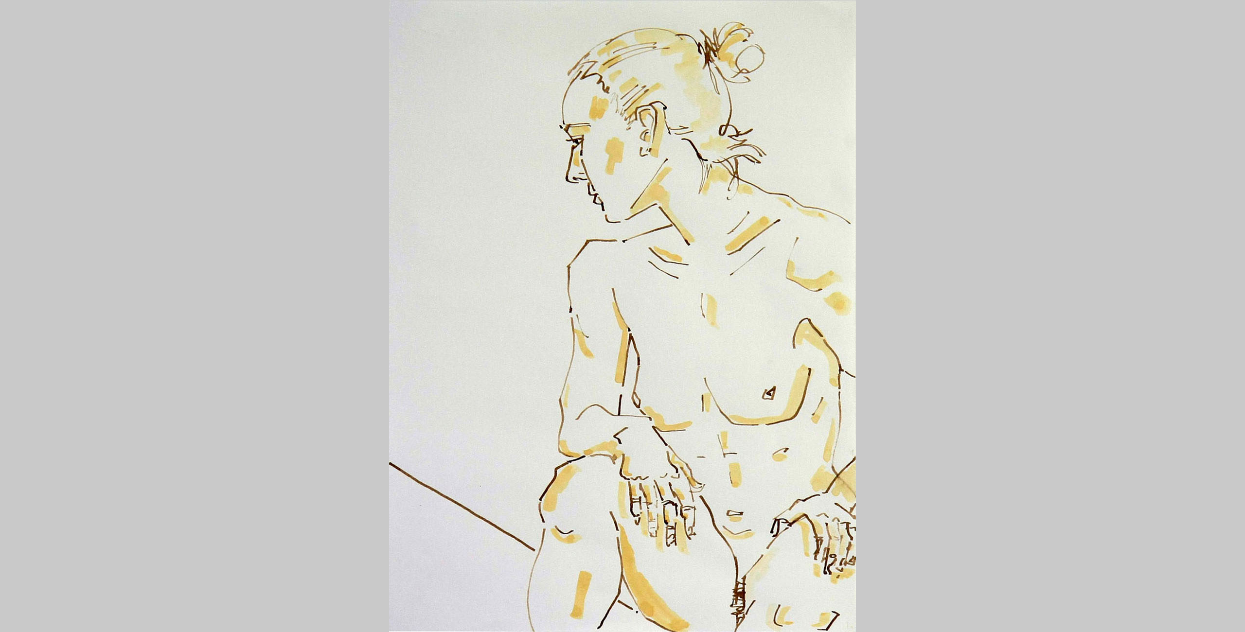 Seated Female Nude 2, 2011, pen and ink on paper