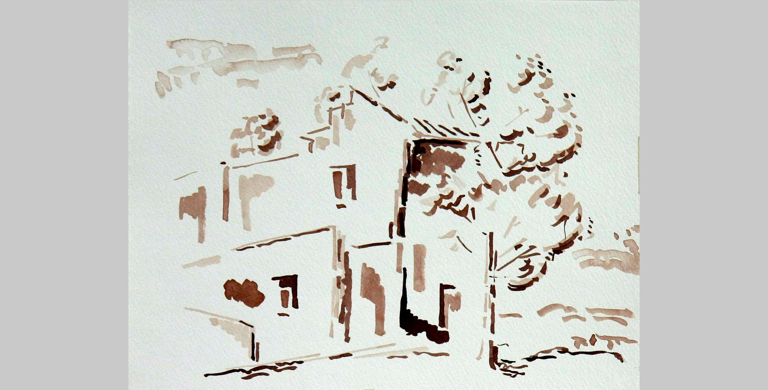 House in Full Sun, 2011, ink on paper